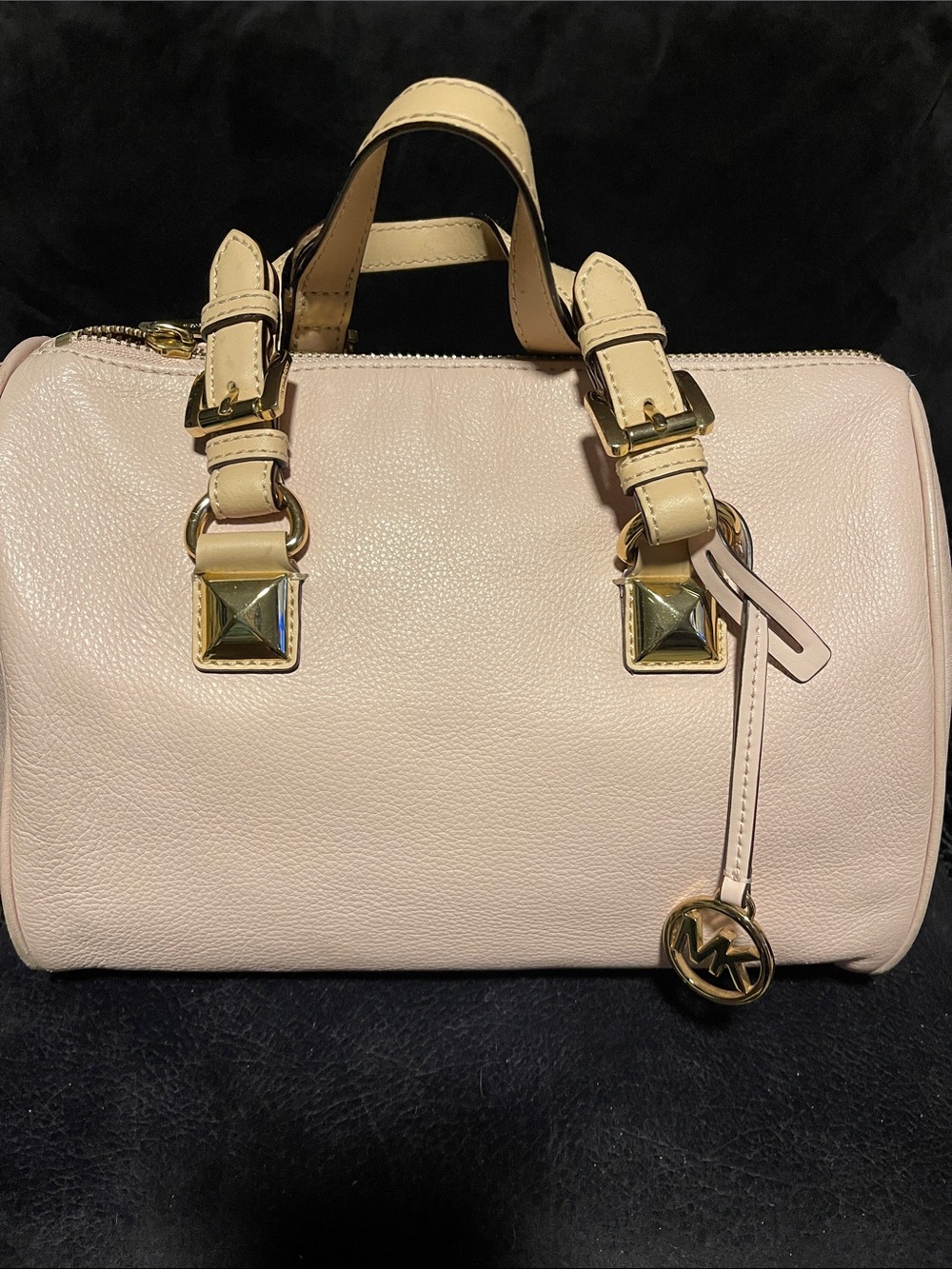 Michael Kors Baby Pink and Cream Leather Satchel with Gold Hardware